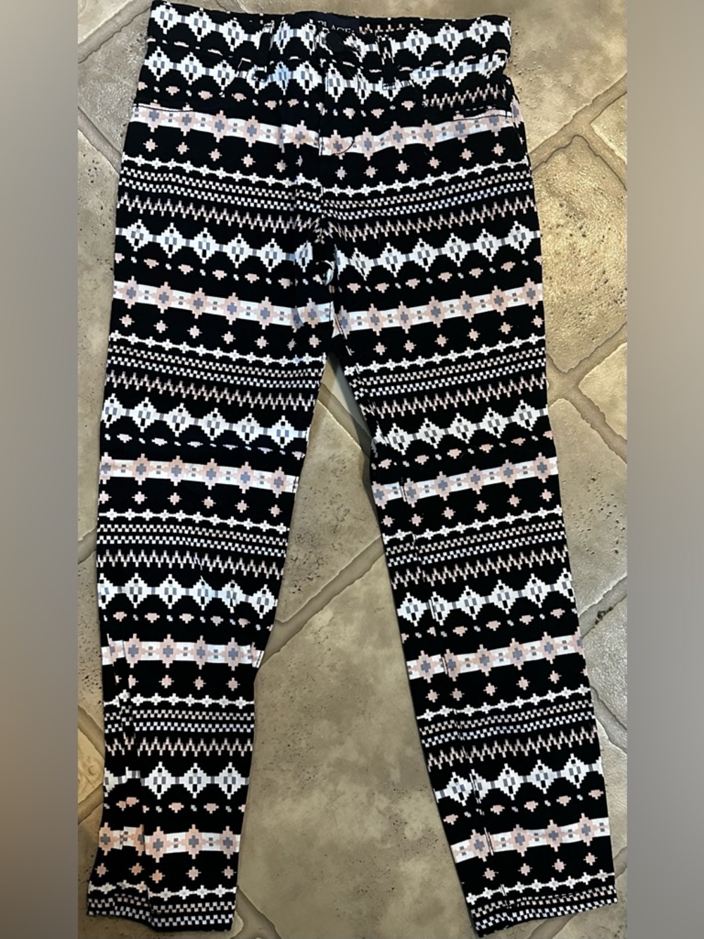 The Children's Place Girls Black, White & Light Pink Geometric Print Leggings